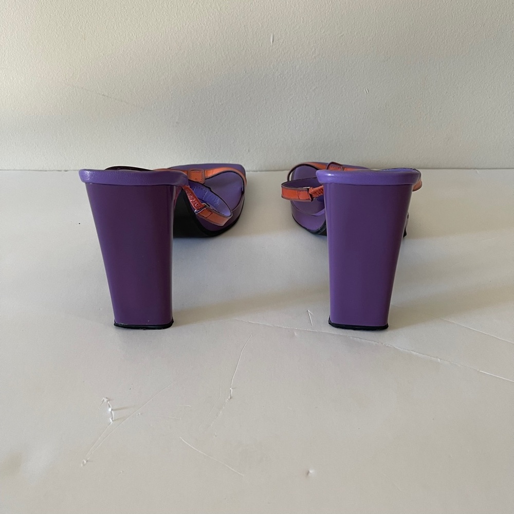 Bella Ricco Neon Orange Purple Square-toe Heels Size 9 - Picture 7 of 9